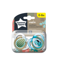 Suzeta ortodontica Tommee Tippee Moda, 0-6 luni, Alb / Maro/ Turcoaz, 2 buc